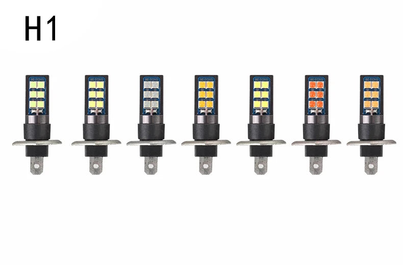 2x 7 Colors H1 H3 880 Canbus Super Bright LED Bulb Car Fog Light Headlight Bulbs 3030 12SMD 12V Running Light Auto Car Fog Lamps