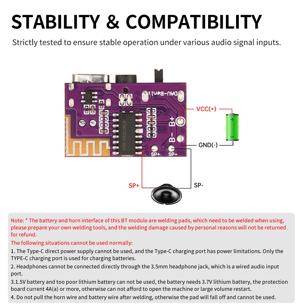 1-10 PCS DIY BT Audio Receiver Board DC 3.5V-5V 5W Mono Amplifier Decoder Board MP3 Player TWS 3.5mm AUX Speaker Stereo Module