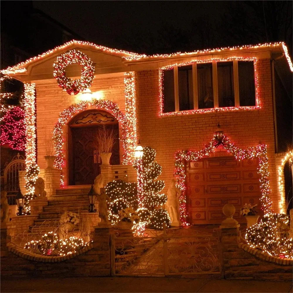 Holiday Outdoor 100 LED String Lights 10M 220V 110V Christmas Xmas Wedding Party Decorations Garland Lighting Christmas light