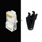 COMNEN 1-100pcs RJ45 Cat6/6a Pass Through Connectors Strain Relief Boots EZ to Crimp Modular Plug Connector Cable Plug Covers