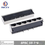 RJ45 1 2 4 6 8 Port Shielded Modular 21MM PCB Jack 8P8C Right Angle Through Hole Pcb Network Connector