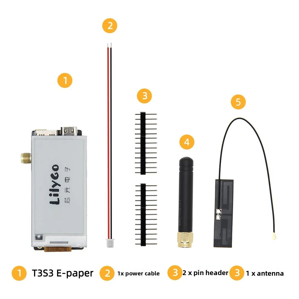 T3S3 E-Paper ESP32-S3 LoRa Development Board SX1280 SX1262 SX1276 2.4G 868MHz 915MHz Wireless Module 2.13 Inch Display