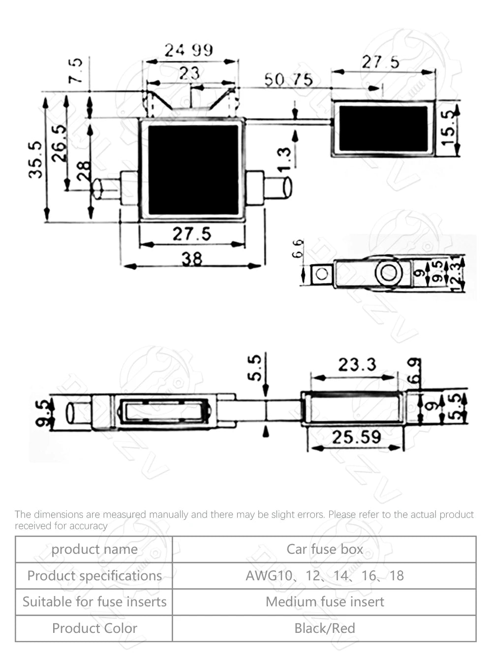 Medium 32V Car Waterproof Fuse Holder Socket 18/16/14/12/10AWG Auto Motorcycle Motorbike Blade Fuse 3A 5A 7.5A 10A 15A 20A 25A