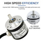 AUCHTEL 38mm Incremental Rotary Encoder 6mm D Shaft Optical Switch AB Z Phases 10-1024-3600 PPR 5-24VDC