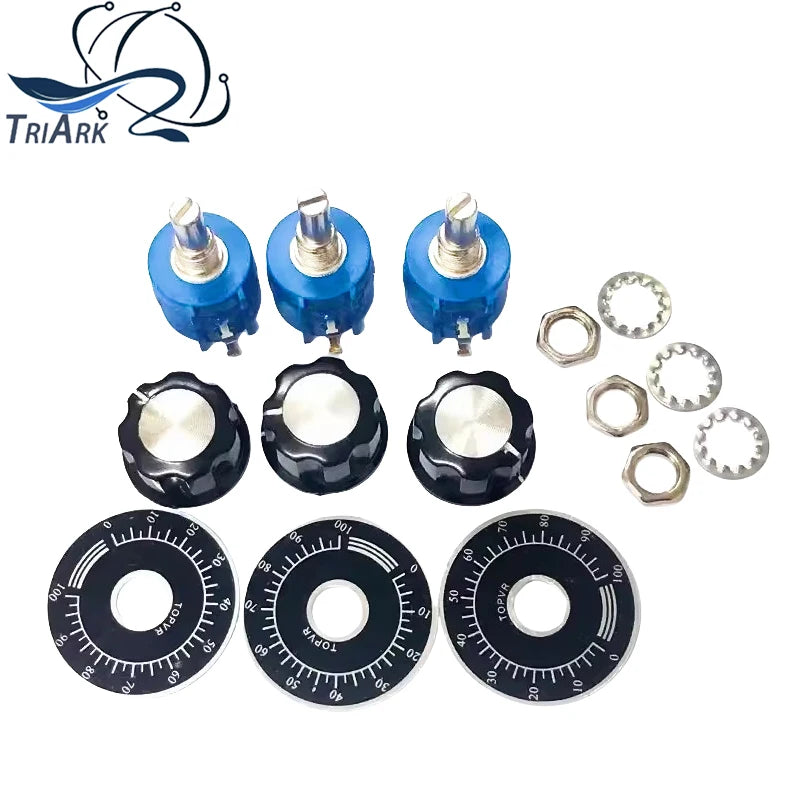 3590S Multiturn Adjustable Resistor Potentiometer Kits ,100 200 500 1K 2K 5K 10K 20K 50K 100K Ohm With Potentiometer MF-A03 Knob