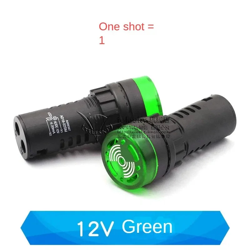 1PCS 12mm AD16-22SM 12V 24V 36V 48/110/220V Flash Signal Light Red LED Active Buzzer Beep Alarm Indicator Red Green Yellow Black