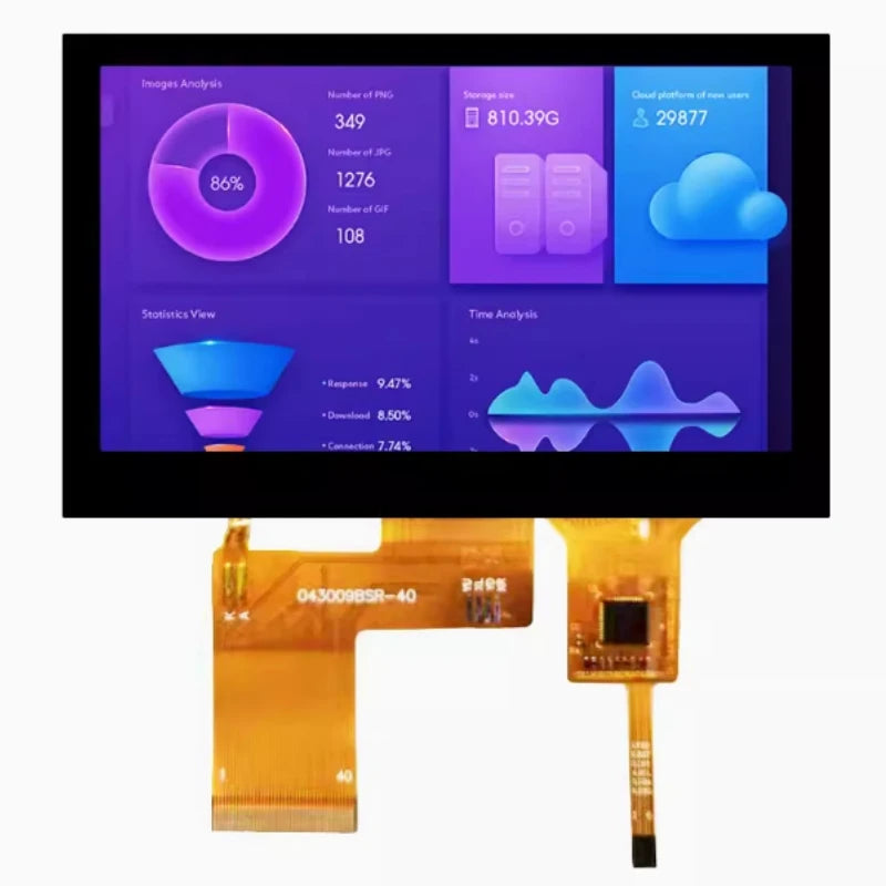 4.3 Inch TFT LCD Screen RGB Interface 480x272 High-Definition IPS Plug-In 40PIN With Capacitive Touch