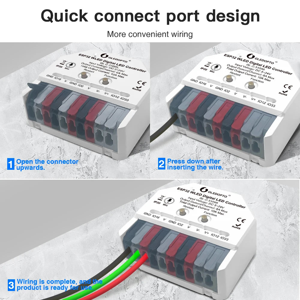 GLEDOPTO ESP32 Mini WLED LED Controller With Mic DIY Music Dynamic Modes Digital WS2811 WS2812 SK6812 TM1814 WS2813 WS2815 Strip