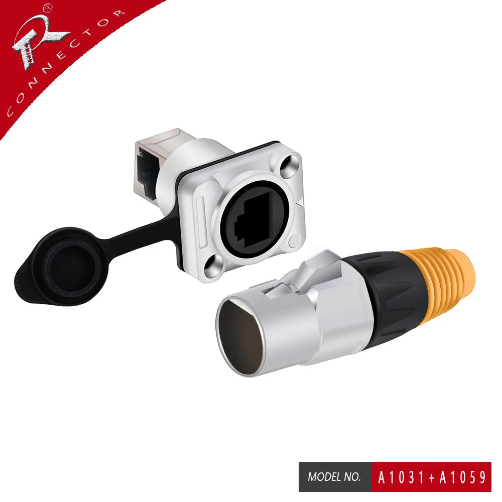10pcs Waterproof D type RJ45 Connector Female to Female Socket Metal Shell Chassis Panel Mount Network Ethernet RJ45 Adapter