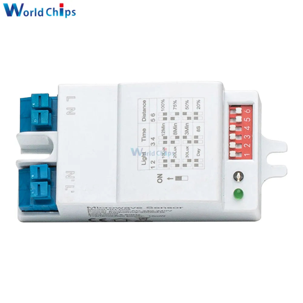 AC220-240V 5.8GHz Microwave Radar Sensor Switch Multi-Adjustment Body Motion Detector High Sensitivity LED Light Sensor Switch