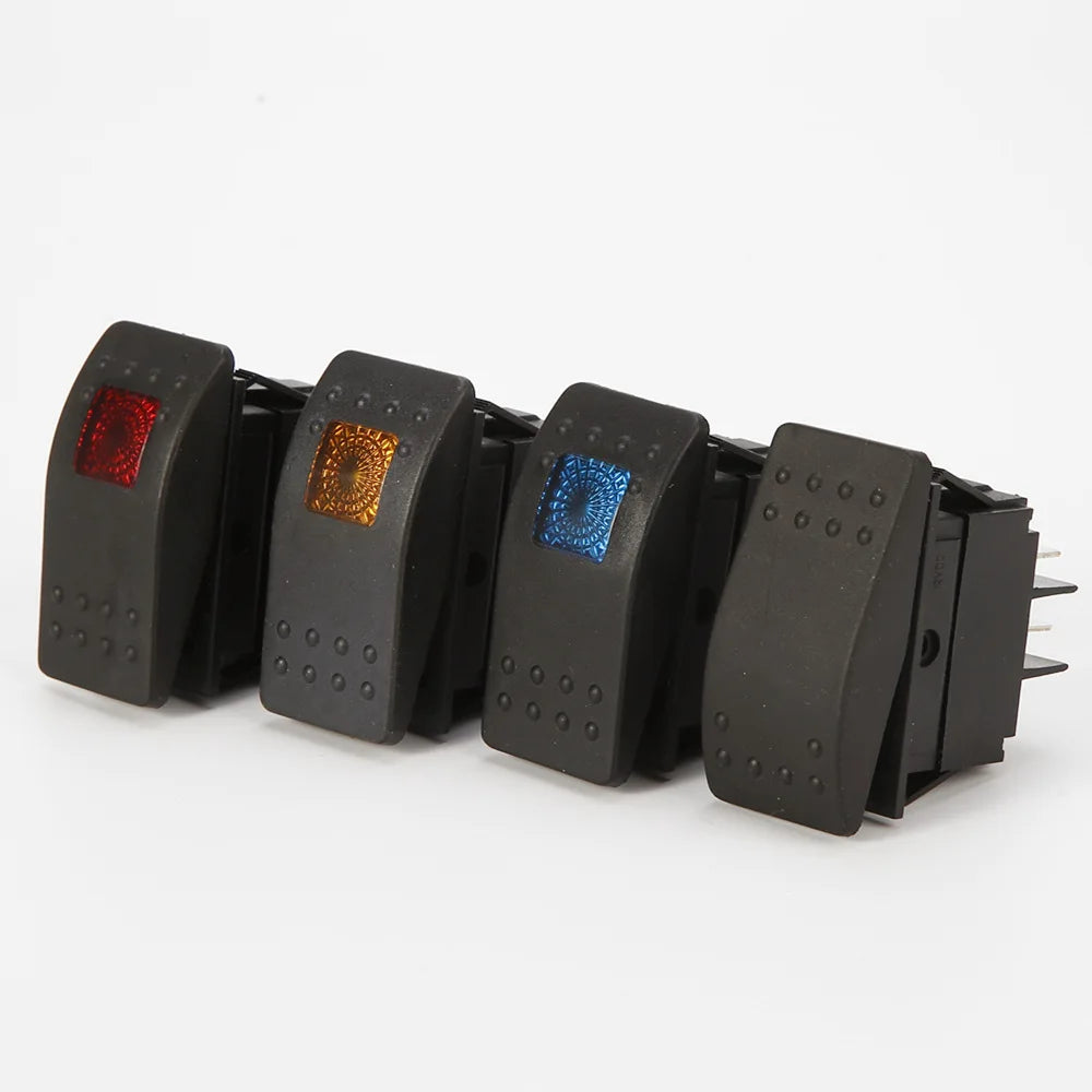 ABILKEEN KCD2 Rocker Marine Switch DC12-24V ON-OFF Latching Toggle Rocker Push Button with LED Illuminate 4-Pin Terminal