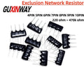 10PCS 4PIN 5PIN 6PIN 7PIN 8PIN 9PIN 10PIN Exclusion Network Resistor Array DIP 100 220 330 470 680 1K 1.2K 2K 3.3K 4.7K 10K 100K