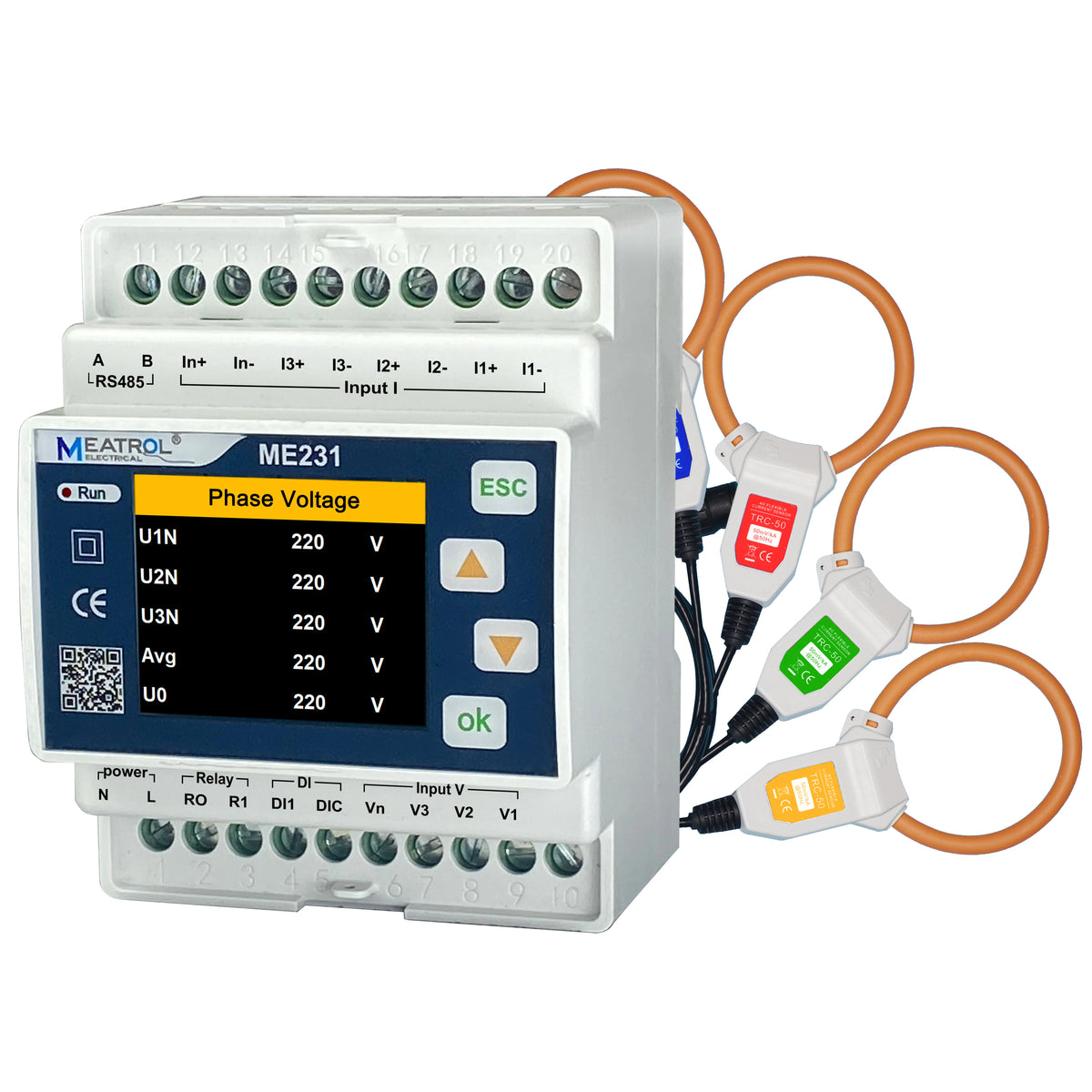 Promotion 500A ME231 Energy Analysis Modbus TRU RS485 Din Rail Three Phase Rogowski Coil Energy Power Meter
