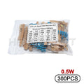 300PCS 1W 1/2W 1/4W 10R - 1M Ohm Resistance Set 1% Metal Film Resistor Assortment Kit 30Kinds*10pcs=300PCS