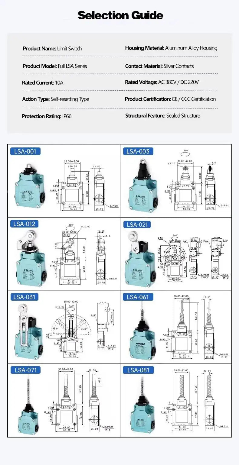 LSA Waterproof Travel Limit Switch LSA-001 LSA-003 LSA-012 LSA-021 LSA-031 LSA-061 LSA-071 LSA-081 Position Controller