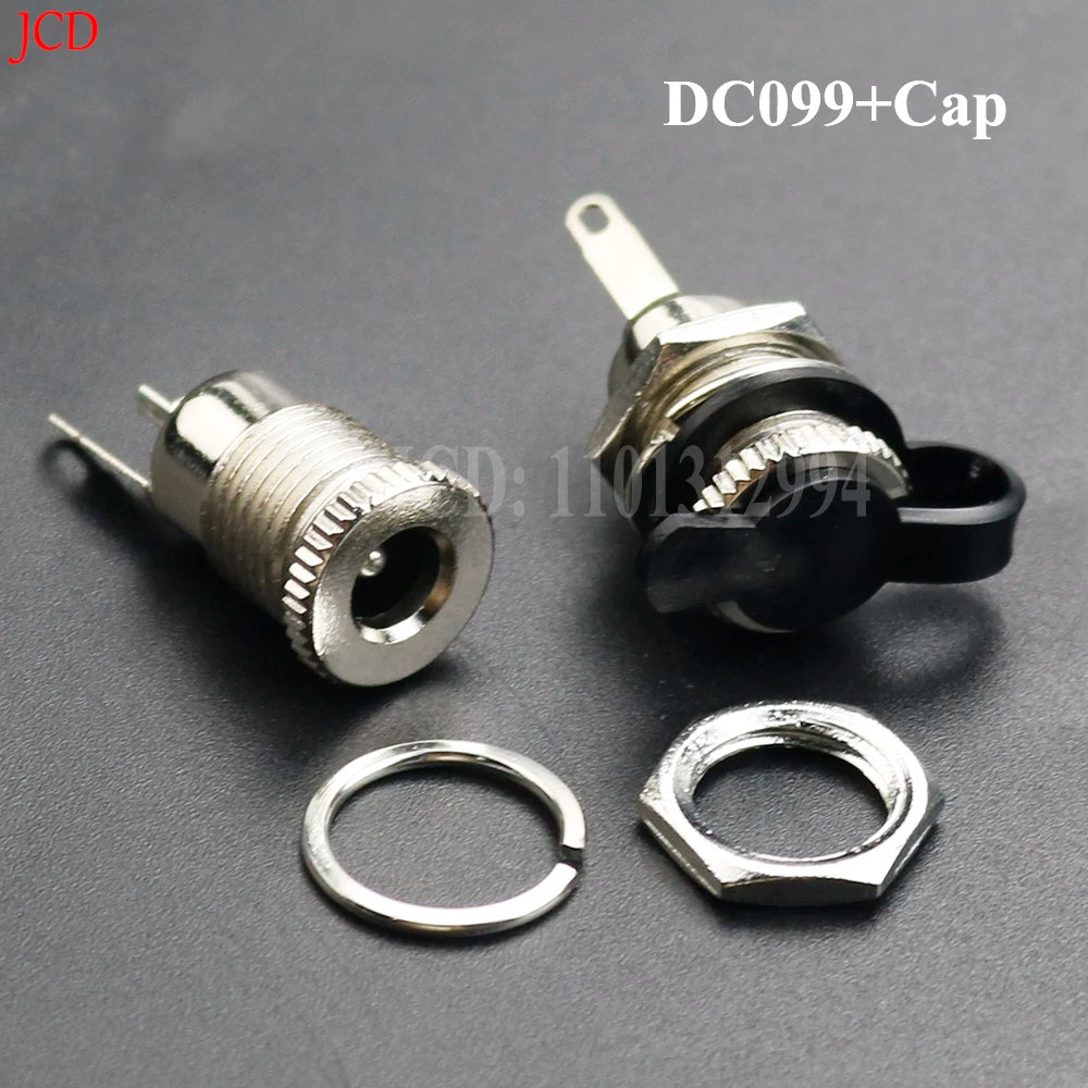 1/2/5PCS DC099 5.5*2.1 5.5*2.5  DC Power Jack Socket Female Panel Mount Connector metal 5.5 mm x 2.1mm With Waterproof Cap