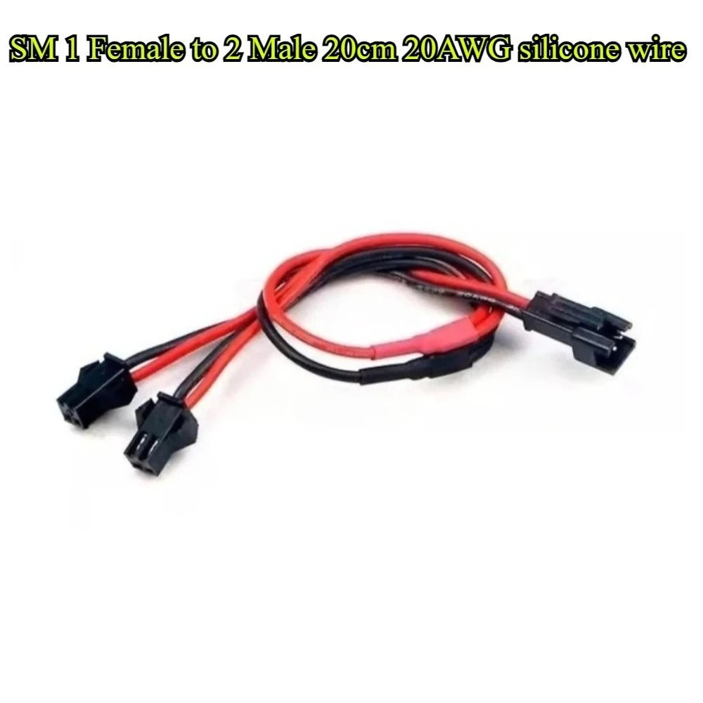 2Pin LED Y Splitter Connector JST SM 1 Male/Female to 2 Female/Male Wire Cable 20AWG For WS2812 WS2811 SK6812 RGB RGBW Led Strip