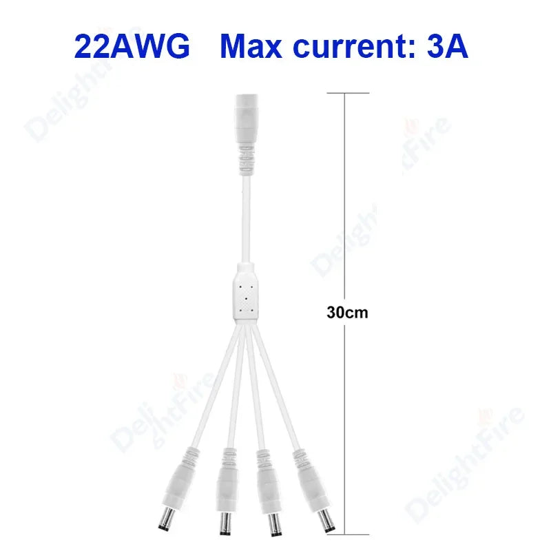 Splitter DC Power Cable 1 To 2/3/4/5/6/8 Way 5V 12V Male Female 5.5x2.1mm DC Plug Extension Wire For LED Strip Light Camera CCTV