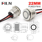 19mm 22mm 20A 12V 24V 110V 220V High Current IP68 Waterproof Flat Ring Round Push Button Switch Metal Stainless Steel 20cm Wire