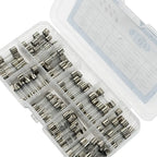 100PCS Fast Blown Glass Fuse Combination Kit M5x20mm 250V Multiple Amp Ratings 0.1A-20A Clear Plastic Storage Box