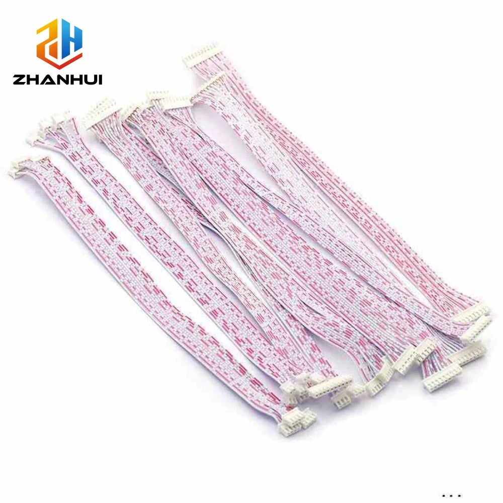 JST XH 2.54mm Pitch Female to Female Flat Ribbon Cable - 2/3/4/5/6/7/8/10/12 Pin, 26AWG Red/White Wire (10/15/20CM Length)