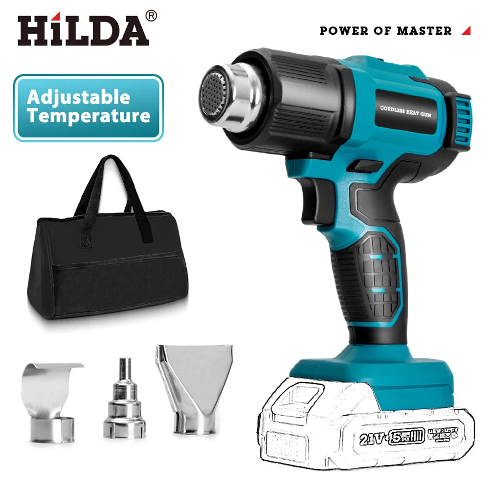 HILDA Handheld Hot Air Gun Adjustable Temperature Non-adjustable Temperature Portable for Makita 21V Battery Electric Heat Gun