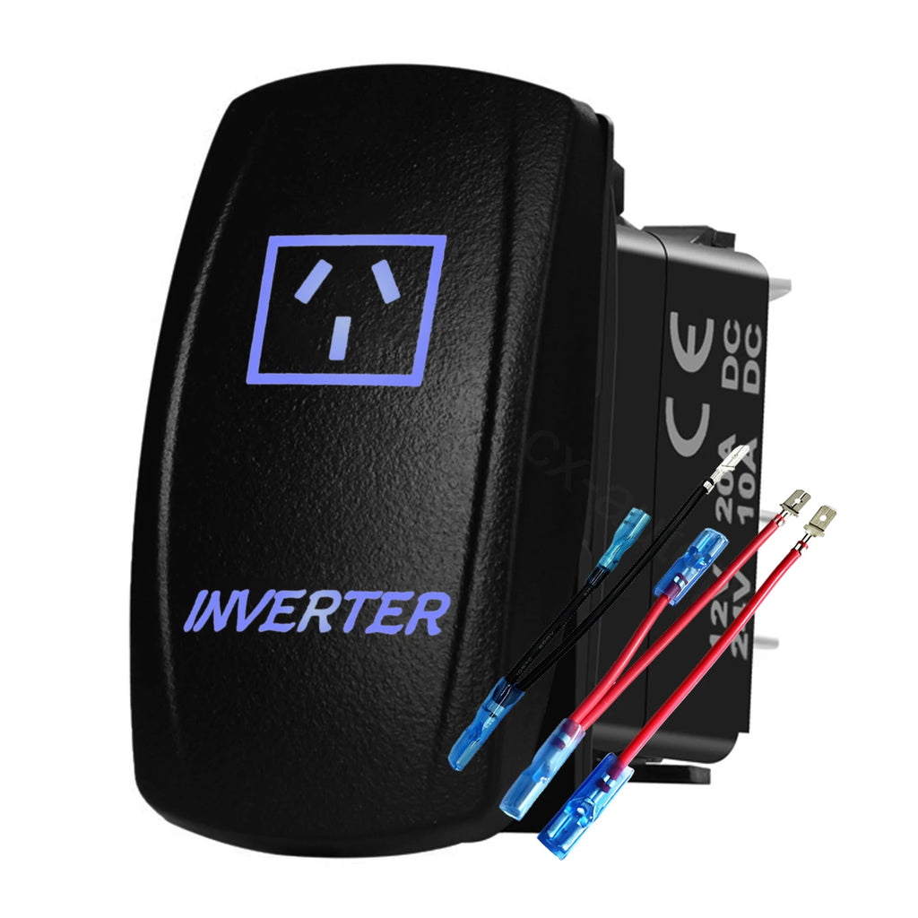 12V 24V Boat Trim Tabs Switch (ON)-OFF-(ON) Momentary Rocker Switch Waterproof Blue Light ON-OFF Toggle Switch With Harness