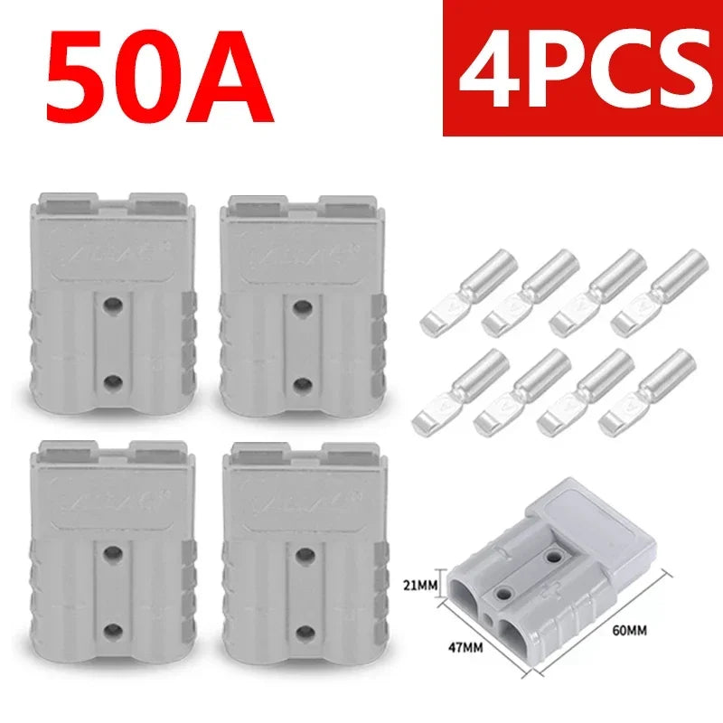 2Pairs（4PCS) High Current  Plugs 50A & 120A - Silver Plated Copper Connector Kit for Winch Motor Wiring 12-36V