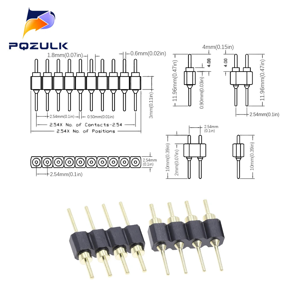 10PCS 2.54mm Pin Header Male Single Row 40 Pin 2.54mm Round Pin Connector 1x2p 3p 4p 5p 6p 7p 8p 9p 10p 12p 20p 40P