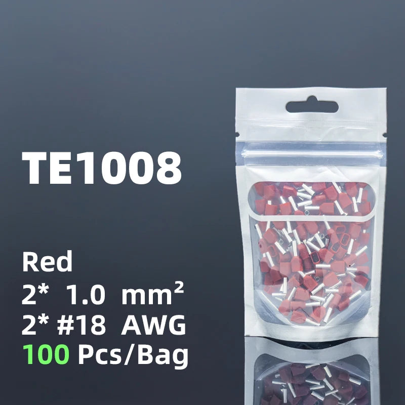 Insulated Twin Cord End Terminal Block Double Wire Ferrules Pure Copper Dual Pipe Cold Press Connector Use For 0.5-16mm2 Cable
