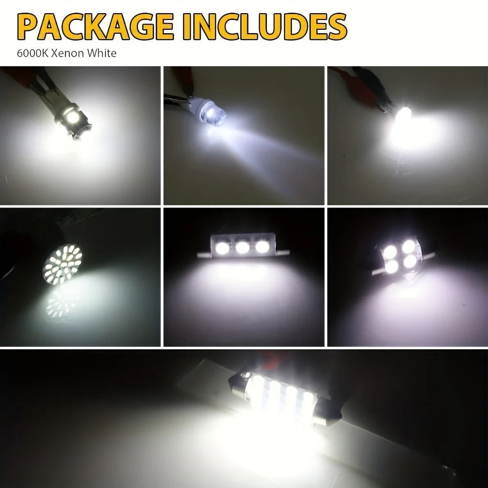 42Pcs LED Car Interior Lights T10 6000K SMD LED Replacement License Plate/Reading Light Bulbs Xenon White Interior Light Bulbs
