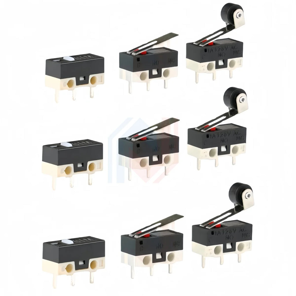 10Pcs Micro Limit Switch Mouse Button Tact Switch Without Handle / With Handle / With Handle Roller Micro Switch 1A 125V AC 3Pin