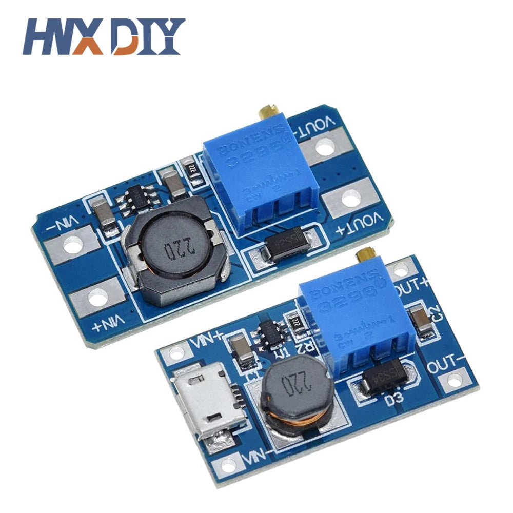 1-10pcs MT3608 DC-DC Adjustable Boost Module 2A Boost Plate Step Up Module with MICRO USB 2V-24V to 5V 9V 12V 28V
