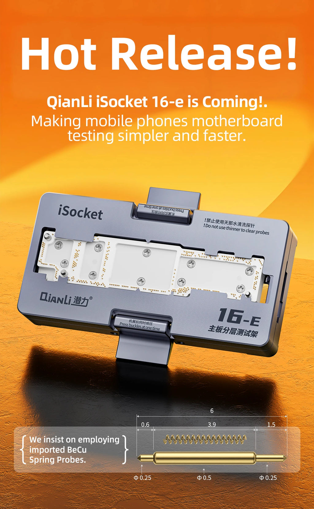 QIANLI ISocket Motherboard Middle Layer Test Stand for IPhone 16E X-16 Logic Board Function Diagnostic Double-deck Repair Tools