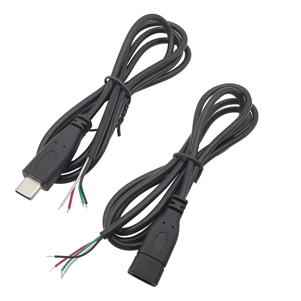 1/3/5Pcs 2 Wire 4 Wire  Type C USB Male Female Power Supply Cable Welding Connector USB-C Cable Extension DIY Repair 0.3M 1M 2M
