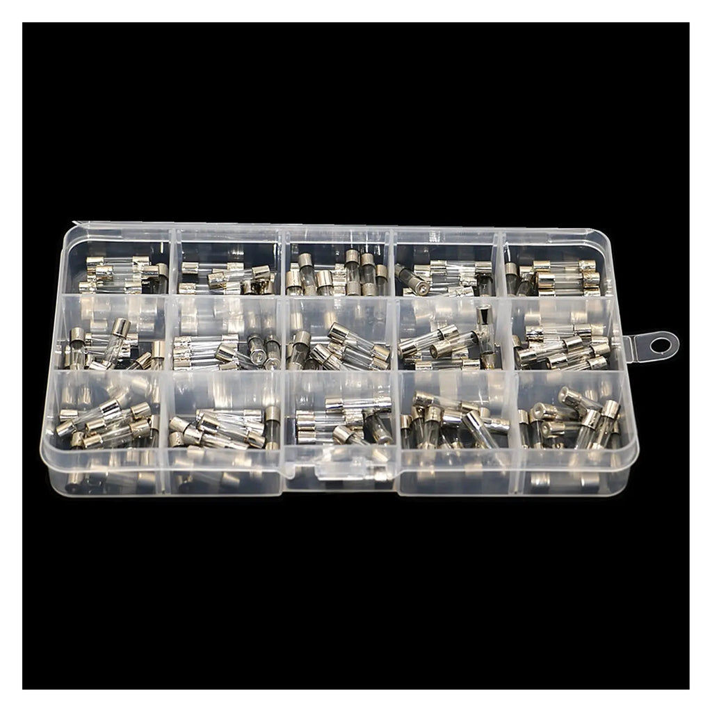 150pcs 5*20mm Fast-blow Glass Tube Fuses Car Glass Tube Fuses Assorted Kit with Box Fusiveis 15Kinds 0.1A-30A Household Fuses