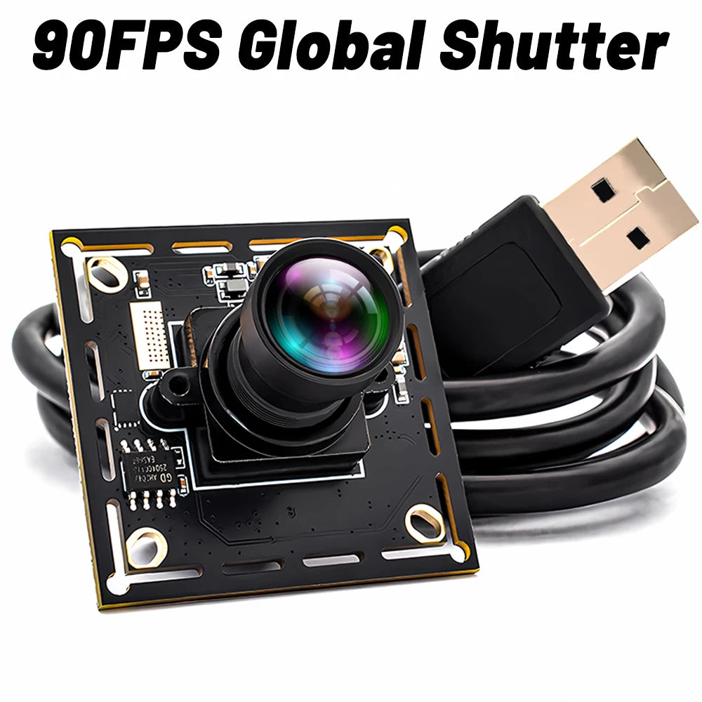 WGWK 1080P 90FPS Global Shutter High Frame Rate AR0234 USB Camera Industrial Module UVC Plug Play With No Distortion M12 Lens