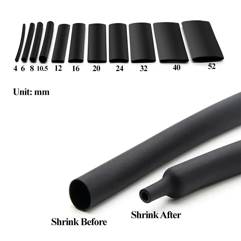 1-5m 4:1 Heat Shrink Tube With Glue Adhesive Lined Polyolefin 4mm-52mm Waterproof Dual Wall Cable Insulation Sleeve Wire Repair