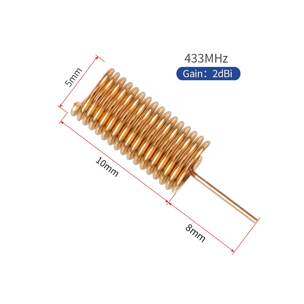 10pcs 433Mhz Built-In Spring Antenna Lora Module Coil Aerial Omnidirectional High Gain Wireless Card Router Copper