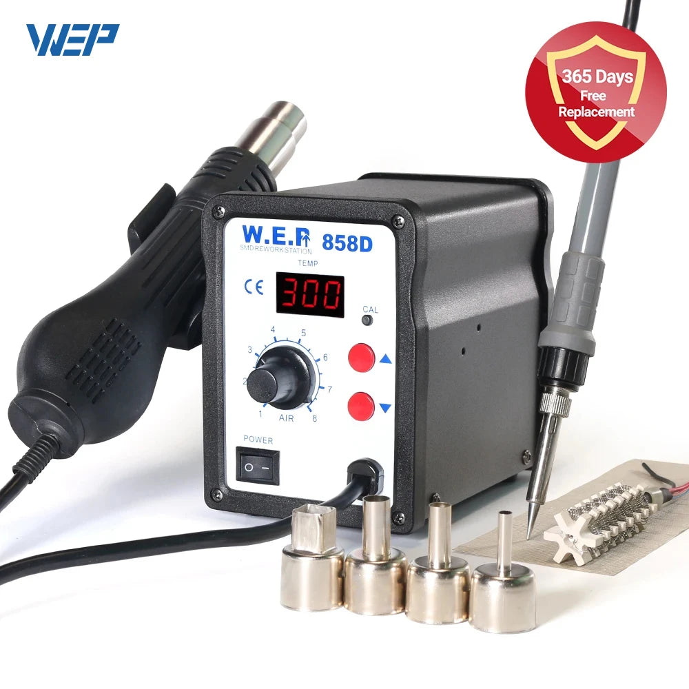 WEP 750W Hot Air Gun Soldering Station Digital Display Desoldering Station  Electric Soldering Iron SMD BGA Rework Station 858D