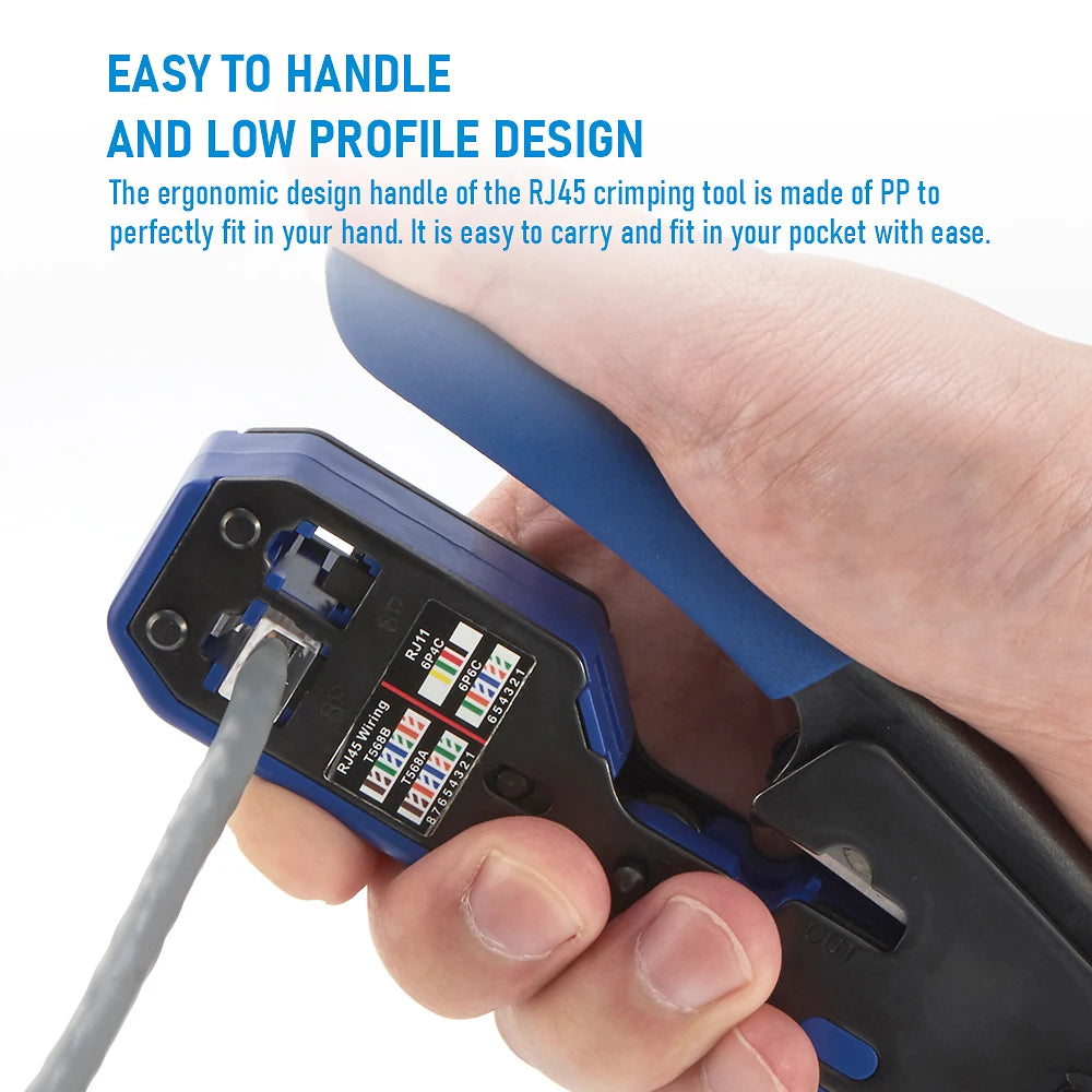 RJ45 Crimping Tool Set, 8P6P Cat5 Cat5e Cat6 Ethernet Crimper Pliers with Wire Stripper Cutter for RJ11 RJ12 Modular Plugs