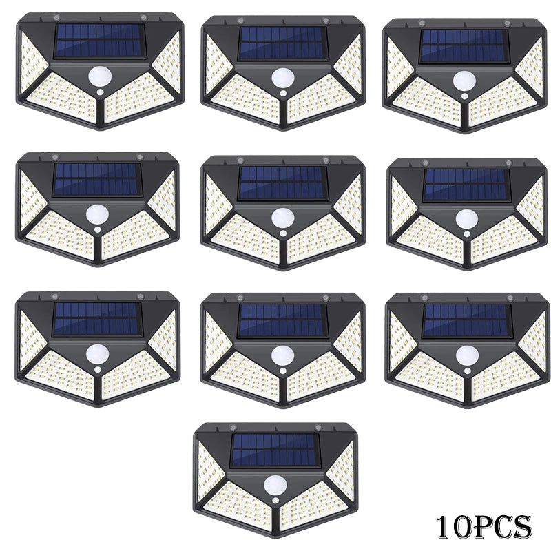 1-12 Pack Solar Lights Outdoor 100 LED Wall Lamp Motion Sensor Lights Waterproof Solar Street Light for Garden Porch Yard Garage