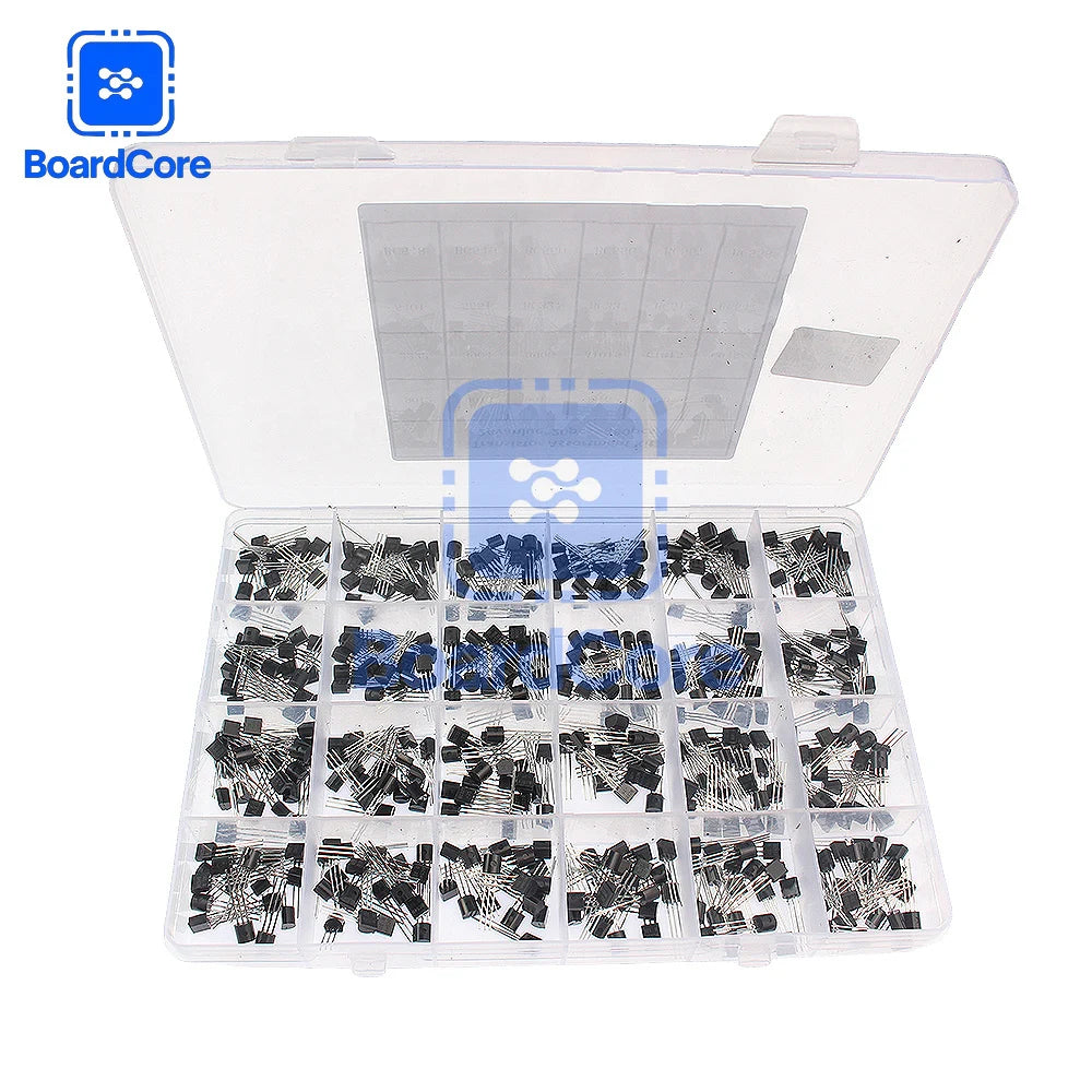 200/480pcs Transistor Kit 2N2222 2N3904 S8050 BC327 BC337 BC547 BC548 BC549 BC557 BC558 A1015 C945 PNP/NPN TO-92 Transistors Set