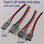 2/5/10/20pcs 2Pin Type‑C/Micro USB Male Female Connector With 6cm Pre‑soldered Wires 5V Charging Jack for DIY Projects Repair