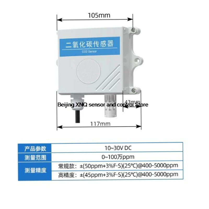 Wall-Mounted CO2 Sensor Carbon Dioxide Detector Air Quality Monitor RS485 Analog Output NDIR CO2 Transmitter OLED display LED