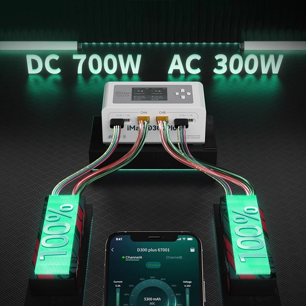 Gens Ace IMARS D300 PLUS Lipo Battery Charger Dual Channel Intelligent Balanced Charger 6S Battery AC300W
