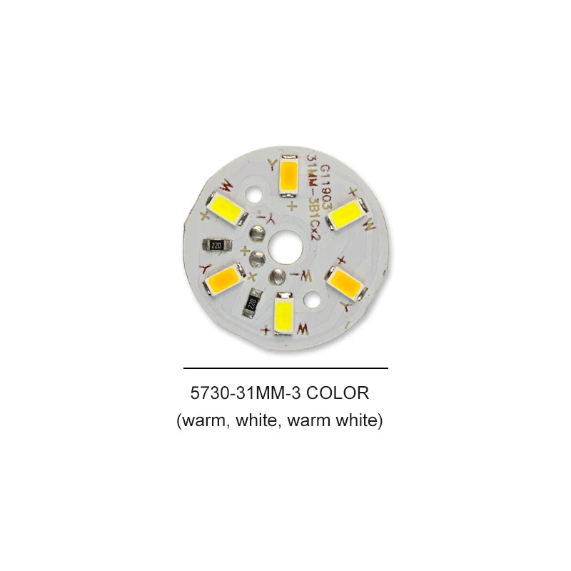 3/5/10PCS Round LED Light Board DC 5V 3W Low Voltage 5730 2835 SMD LEDs 3000K Warm or White 6000K Dimmable Bulb Lamp Panel