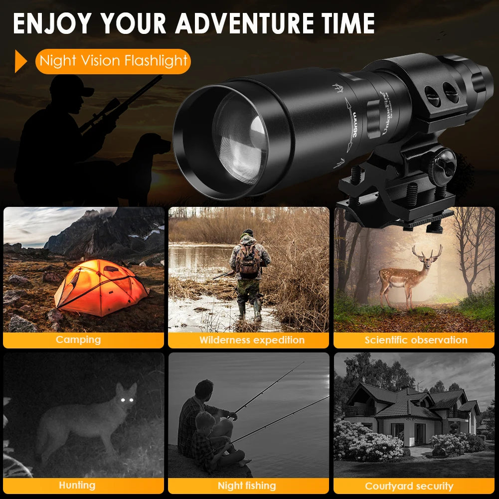 UniqueFire 1605 T38 Vcsel940nm Vcsel850nm LED IR Flashlight Set Dimmer Swtich Indicator USB C Rechargeable Torch Max.1500 Meters