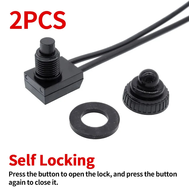 2Pcs IP67 Waterproof Push Button NC NO On-Off Switch KP107S Auto-Lock ZE-107S Self-Locking Switchs Press Type