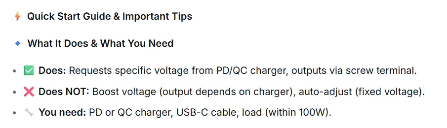 Type-C PD QC Trigger Module 5V 9V 12V 15V 20V DIP Switch Adjustable 100W Decoy with Screw Terminal for Power Bank Router DIY